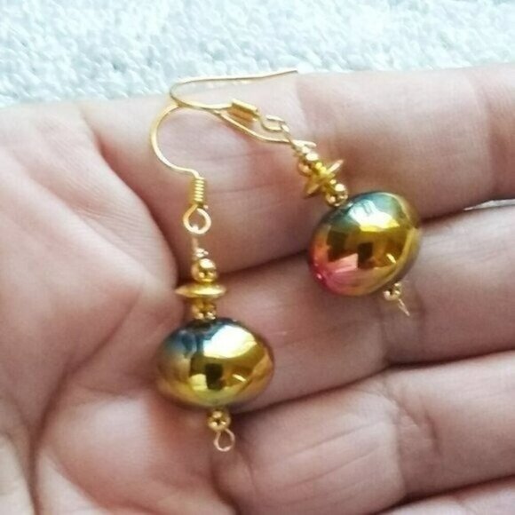 GIFT SET! Magenta Rose Gold + Lava Rock Beads ~ Vibrant Bold Bracelet + Earrings - Picture 8 of 12